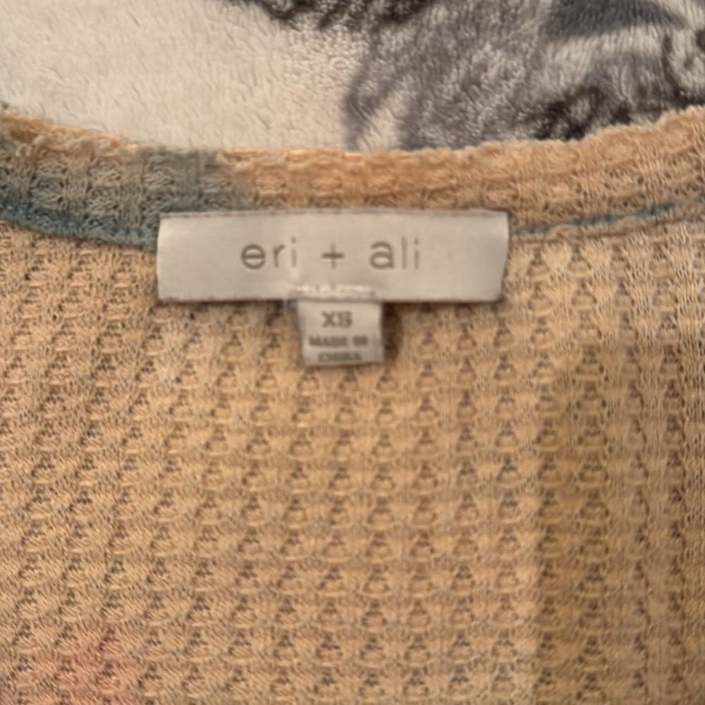 Anthropologie Eri + Ali Peplum Tie Dye Waffle Knit Top - Picture 5 of 7